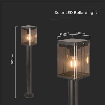 Lámpara solar LED para exteriores con sensor LED/2,5W/3,7V 3000K IP54 negro