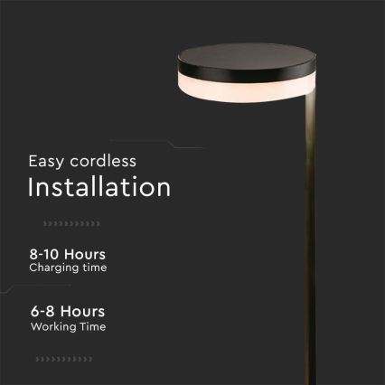 Lámpara solar LED para exteriores LED/2W/3,7V 3000K IP54 negro