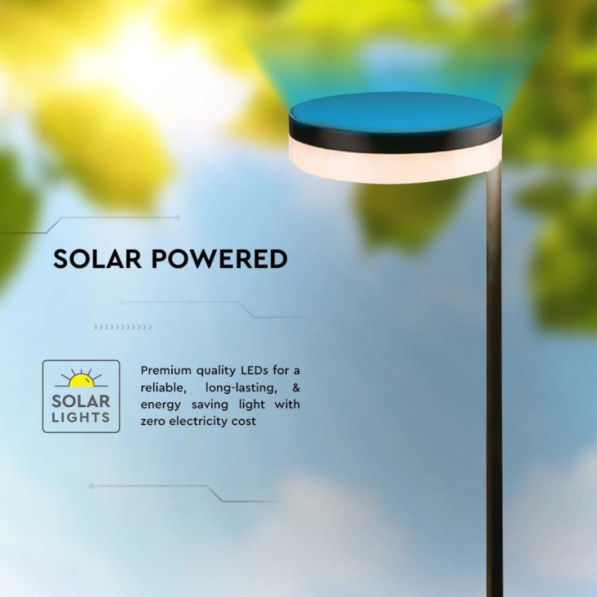 Lámpara solar LED para exteriores LED/2W/3,7V 3000K IP54 negro