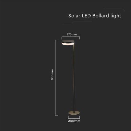 Lámpara solar LED para exteriores LED/2W/3,7V 3000K IP54 negro