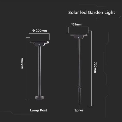 Lámpara solar LED para exteriores 2en1 LED/2W/3,7V IP65 3000/4000/6500K 2600 mAh
