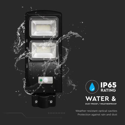 Lámpara solar LED regulable para exterior con sensor de movimiento y crepúsculo LED/8W/3,2V 6000K IP65 9000 mAh negra + mando a distancia