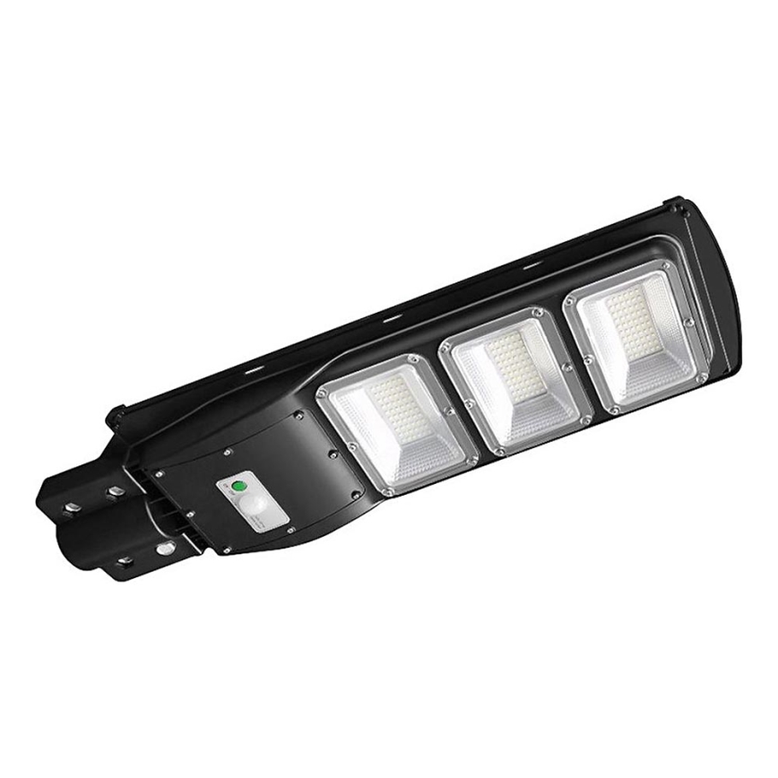 Lámpara solar LED regulable para exterior con sensor de movimiento y crepúsculo LED/12W/3,2V 6000K IP65 10000 mAh negra + mando a distancia