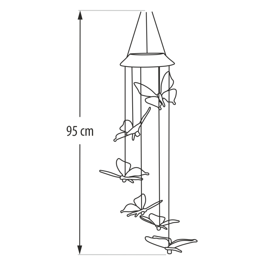 Lámpara solar LED RGB 6xLED/1,2V 300 mAh IP44 con diseño de mariposa