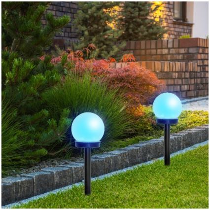 Lámpara solar LED RGB con sensor SPHERE, LED 1,2 V, IP44, 40 mAh, Ø 10 cm