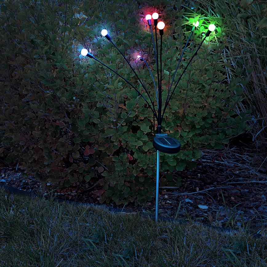 Lámpara solar LED RGB FIORINI 8xLED/1,2V 600 mAh IP44 negro