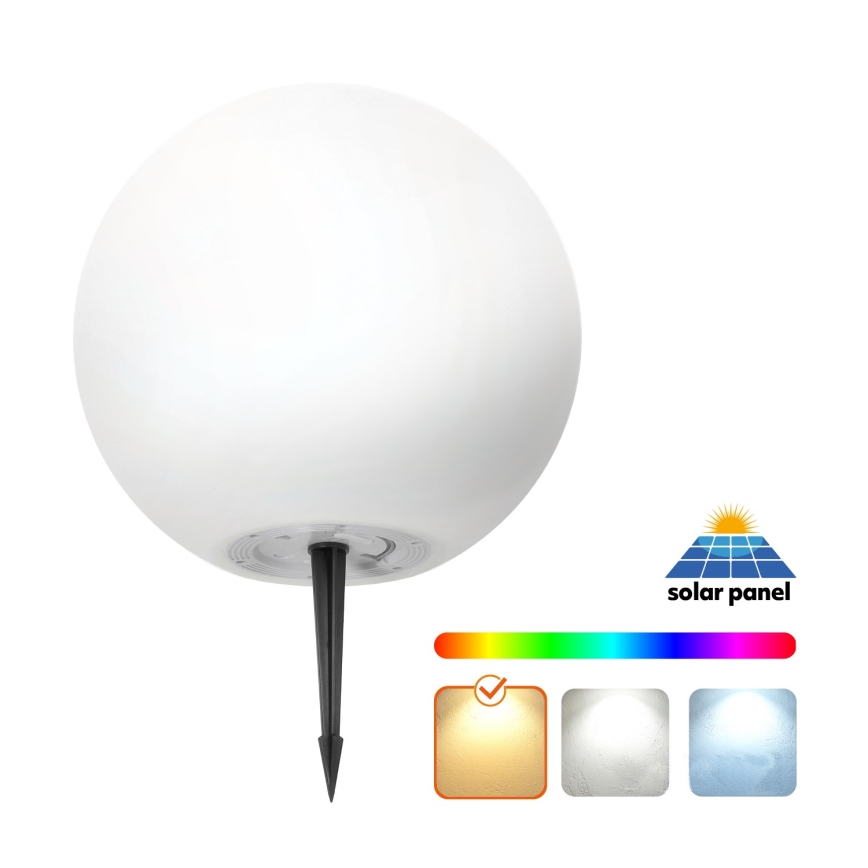 Lámpara solar LED RGB regulable GARDEN BALL LED/5W/3,7V 3000K IP54 2200 mAh d. 30 cm + mando a distancia