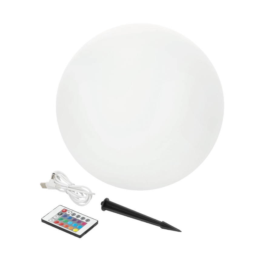 Lámpara solar LED RGB regulable GARDEN BALL LED/5W/3,7V 3000K IP54 2200 mAh d. 40 cm + mando a distancia