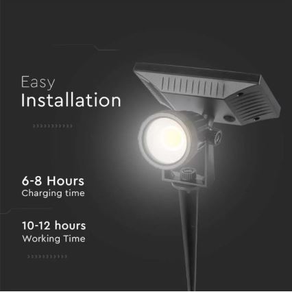Lámpara solar LED SPIKE LED/2W/5,5V IP65 3000K 1200 mAh