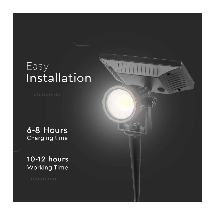 Lámpara solar LED SPIKE LED/2W/5,5V IP65 3000K 1200 mAh
