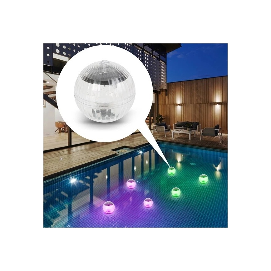 Lámpara solar para piscina LED RGB con sensor crepuscular LED/1,2V/600 mAh IP65