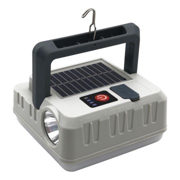 Lámpara solar recargable LED regulable con función de power bank LED/1W/5.5V 8000K IPX4 1200 mAh gris