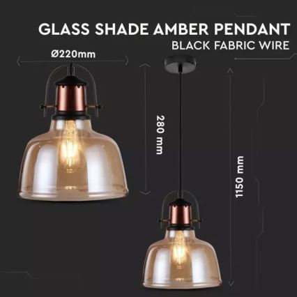 Lámpara suspendida con alambre 1xE27/60W/230V
