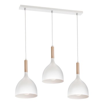 Lámpara suspendida con alambre NOAK WOOD 3xE27/60W/230V