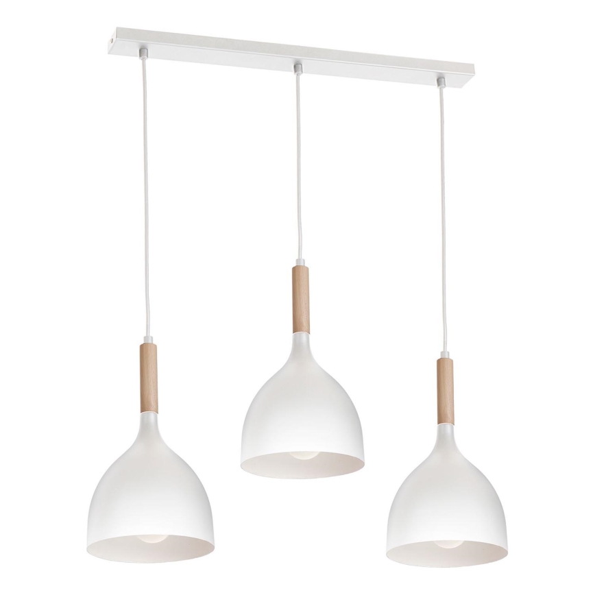 Lámpara suspendida con alambre NOAK WOOD 3xE27/60W/230V