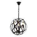 Lámpara suspendida IRONBALL 3xE27/40W/230V negra