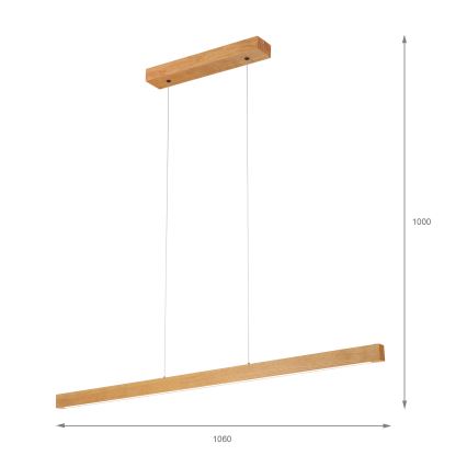 Lámpara suspendida por cable VERDE LED/18W/230V 3000K 106 cm roble