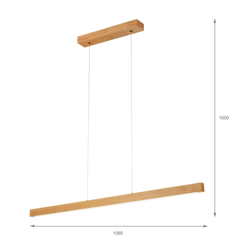 Lámpara suspendida por cable VERDE LED/18W/230V 3000K 106 cm roble
