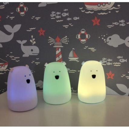 Lámpara táctil Infantil LED RGB BEAR LED/0,8W/5V blanco + USB