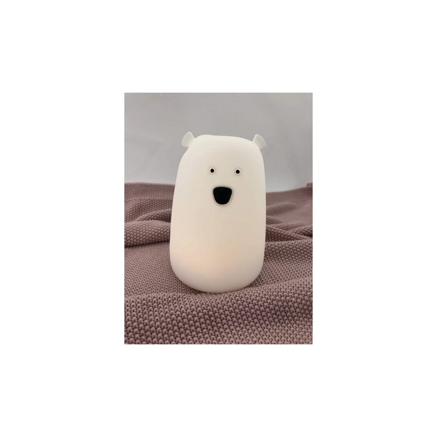 Lámpara táctil Infantil LED RGB BEAR LED/0,8W/5V blanco + USB