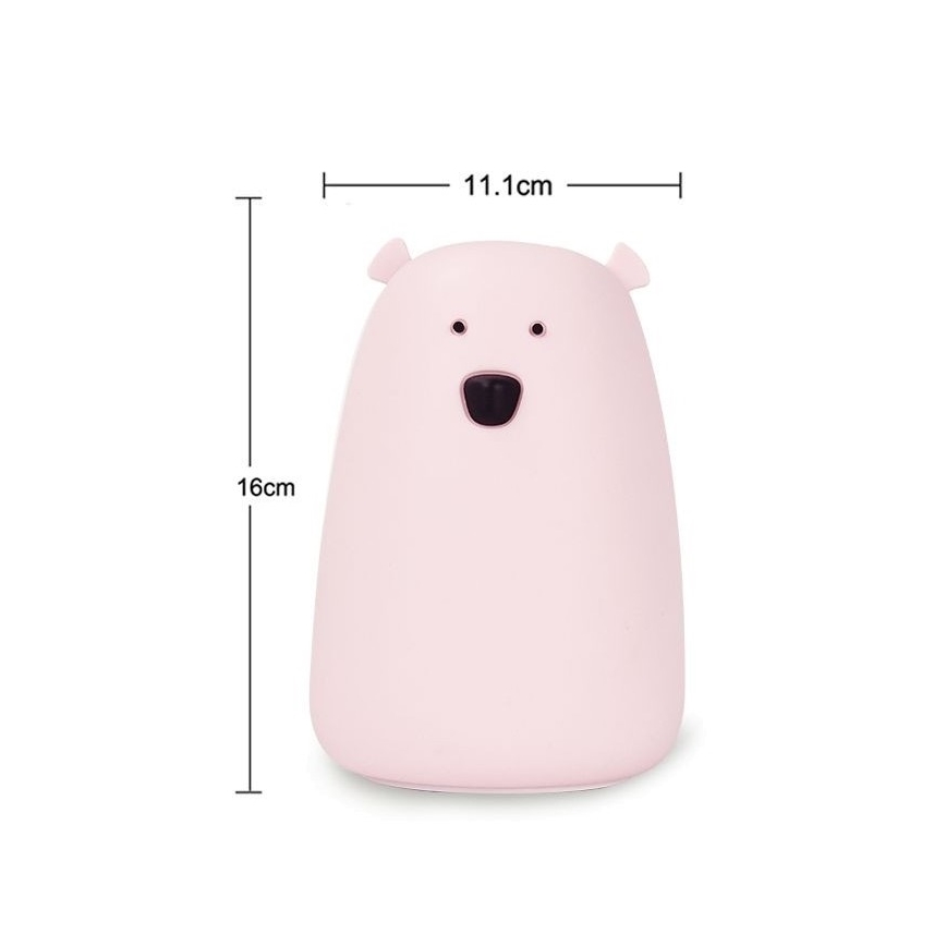 Lámpara táctil Infantil LED RGB BEAR LED/0,8W/5V blanco + USB
