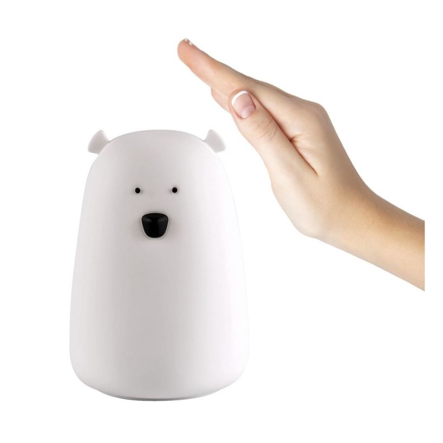 Lámpara táctil Infantil LED RGB BEAR LED/0,8W/5V blanco + USB