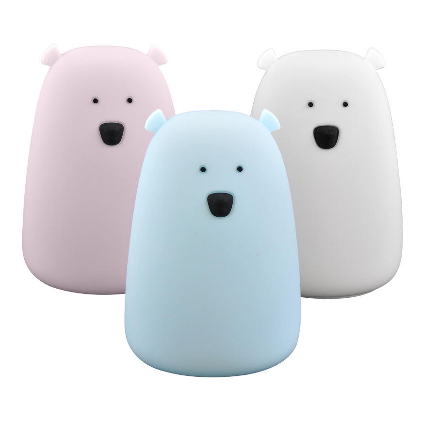 Lámpara táctil Infantil LED RGB BEAR LED/0,8W/5V blanco + USB