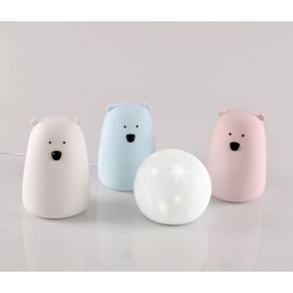 Lámpara táctil Infantil LED RGB BEAR LED/0,8W/5V blanco + USB