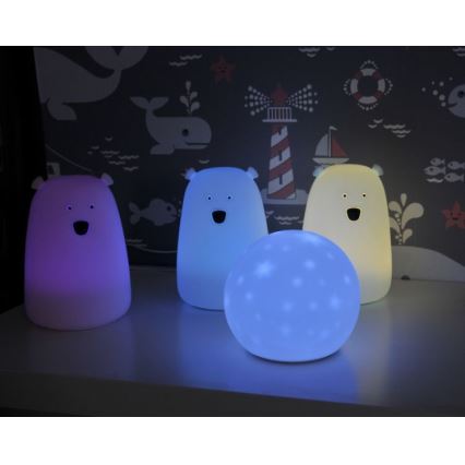 Lámpara táctil Infantil LED RGB BEAR LED/0,8W/5V blanco + USB
