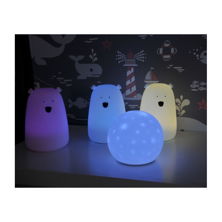 Lámpara táctil Infantil LED RGB BEAR LED/0,8W/5V blanco + USB