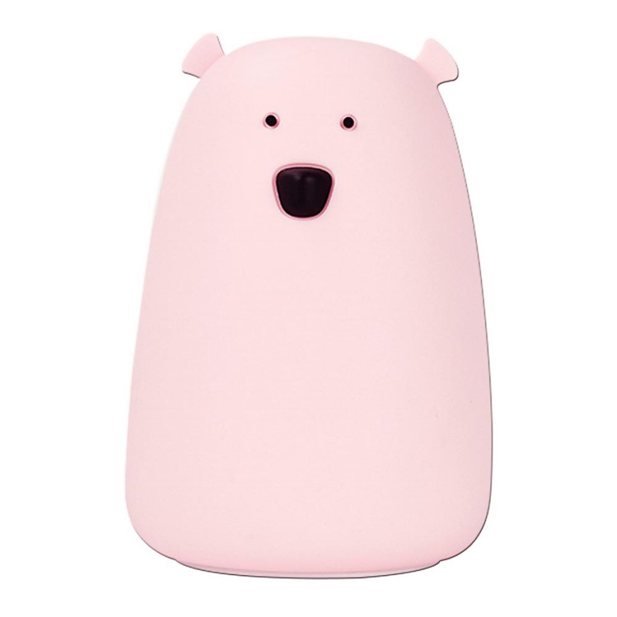 Lámpara táctil Infantil LED RGB BEAR LED/0,8W/5V rosa + USB