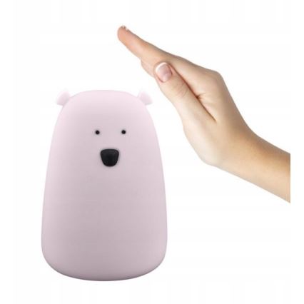 Lámpara táctil Infantil LED RGB BEAR LED/0,8W/5V rosa + USB