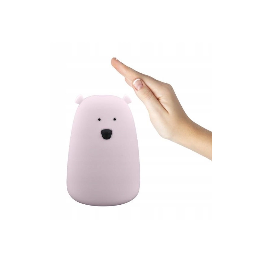 Lámpara táctil Infantil LED RGB BEAR LED/0,8W/5V rosa + USB