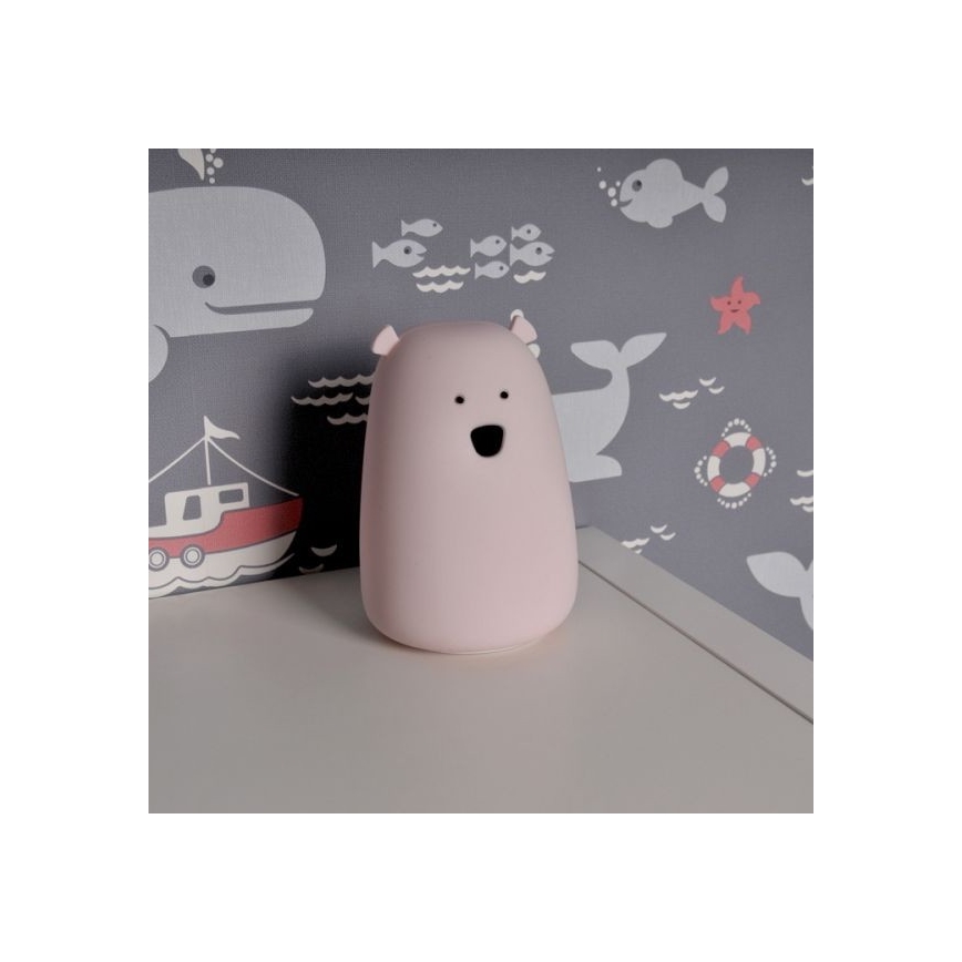 Lámpara táctil Infantil LED RGB BEAR LED/0,8W/5V rosa + USB