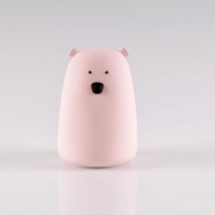 Lámpara táctil Infantil LED RGB BEAR LED/0,8W/5V rosa + USB