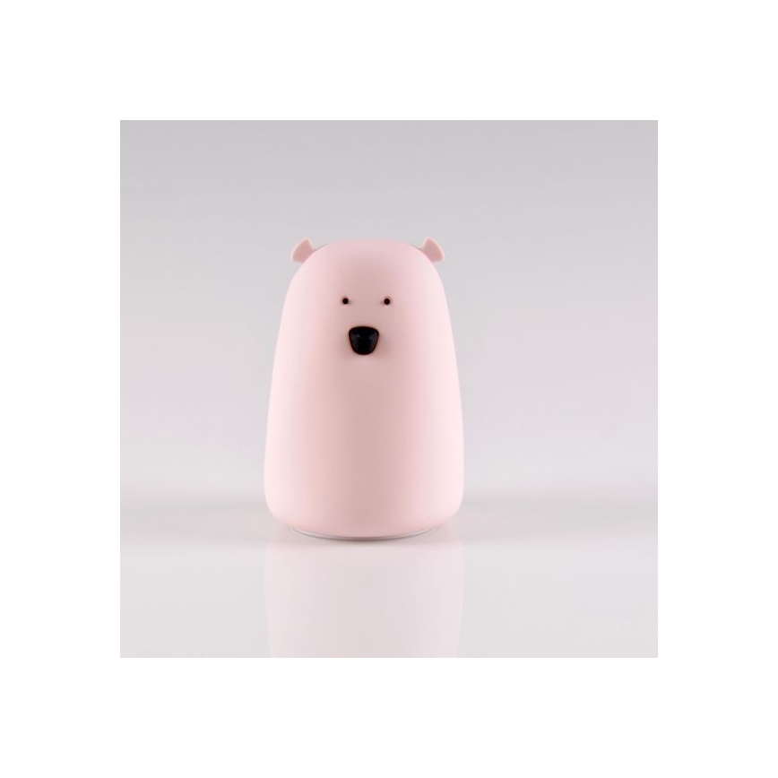 Lámpara táctil Infantil LED RGB BEAR LED/0,8W/5V rosa + USB