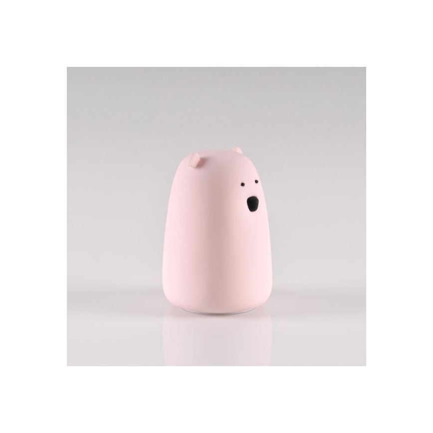 Lámpara táctil Infantil LED RGB BEAR LED/0,8W/5V rosa + USB