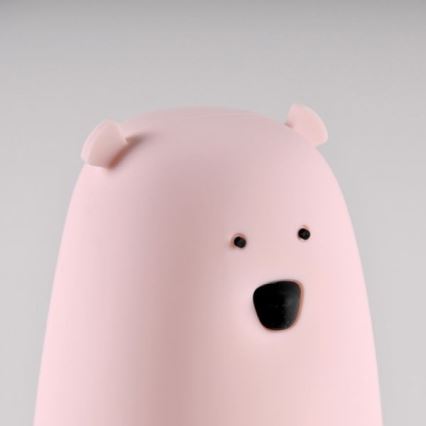 Lámpara táctil Infantil LED RGB BEAR LED/0,8W/5V rosa + USB