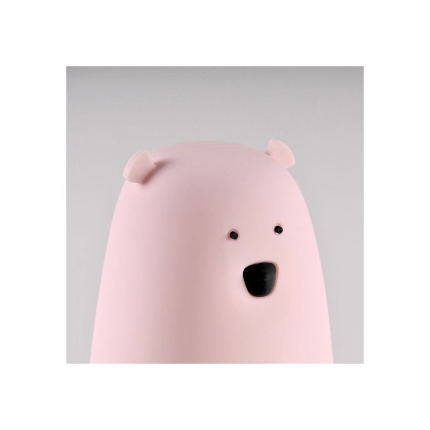 Lámpara táctil Infantil LED RGB BEAR LED/0,8W/5V rosa + USB