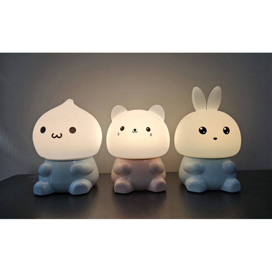 Lámpara táctil infantil LED RGBW LED/1W/5V USB 1200 mAh liebre
