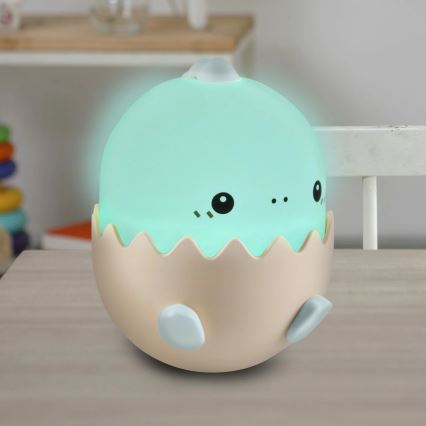 Lámpara táctil infantil LED RGBW regulable BABY DINO LED/0,75W/5V USB 1200 mAh azul