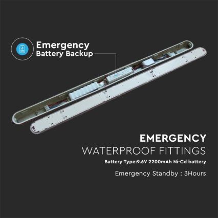 LED Lámpara fluorescente de gran potencia con módulo de emergencia EMERGENCY LED/48W/230V 6500K 150cm IP65