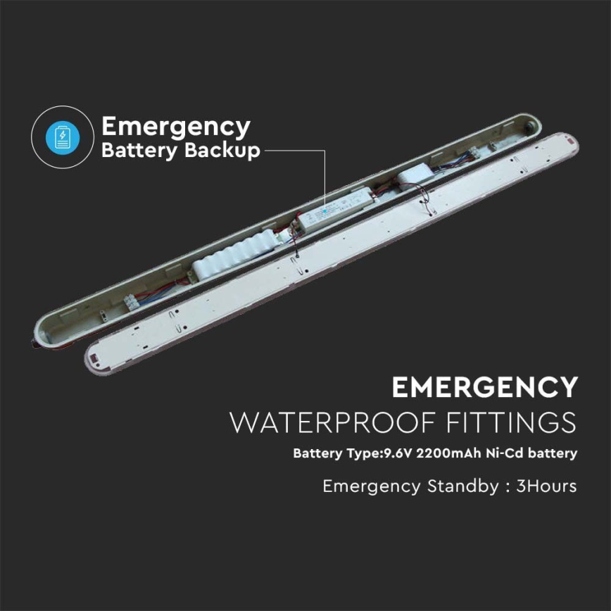 LED Lámpara fluorescente de gran potencia con módulo de emergencia EMERGENCY LED/48W/230V 6500K 150cm IP65