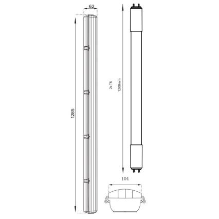 Lámpara técnica LED fluorescente T8 2xG13/18W/230V 4000K IP65