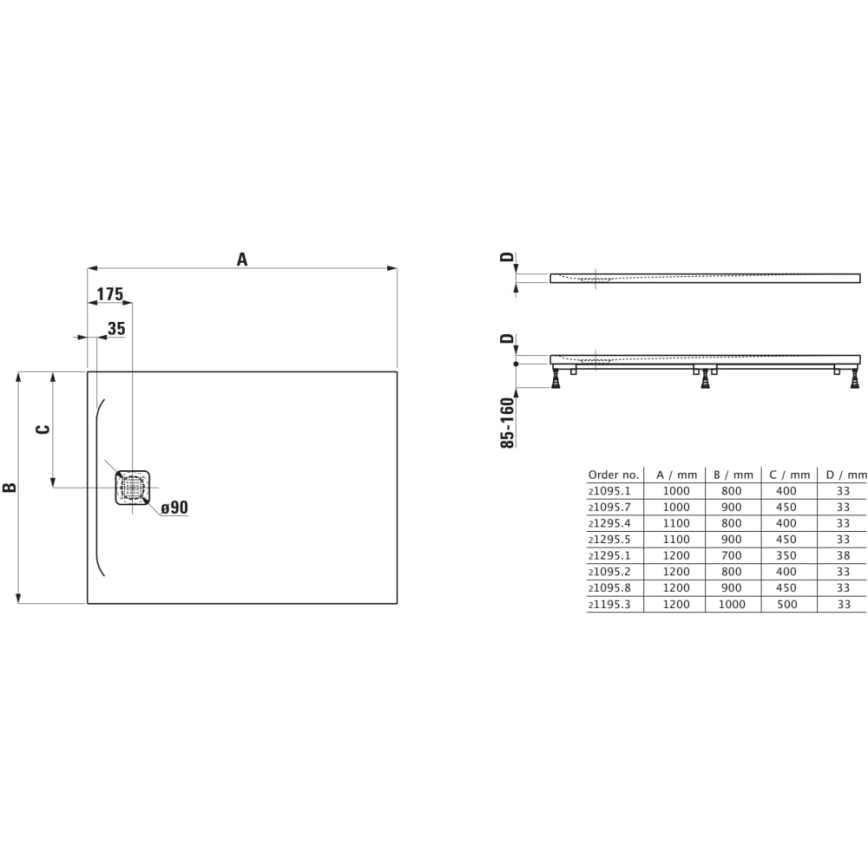 LAUFEN H2109580000001 - Plato de ducha rectangular PRO 120x90 cm marbond/blanco