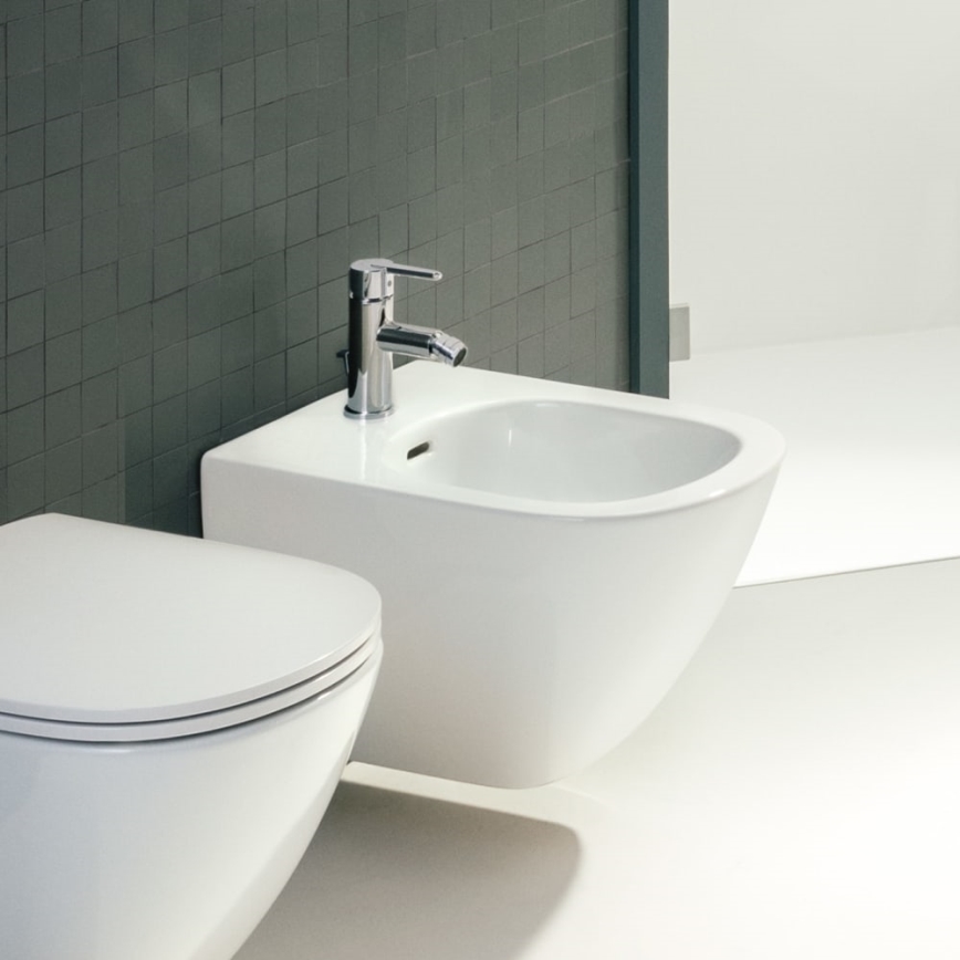 LAUFEN H3410810041141 - Grifo de bidé + desagüe con rebosadero LUA cromo brillante