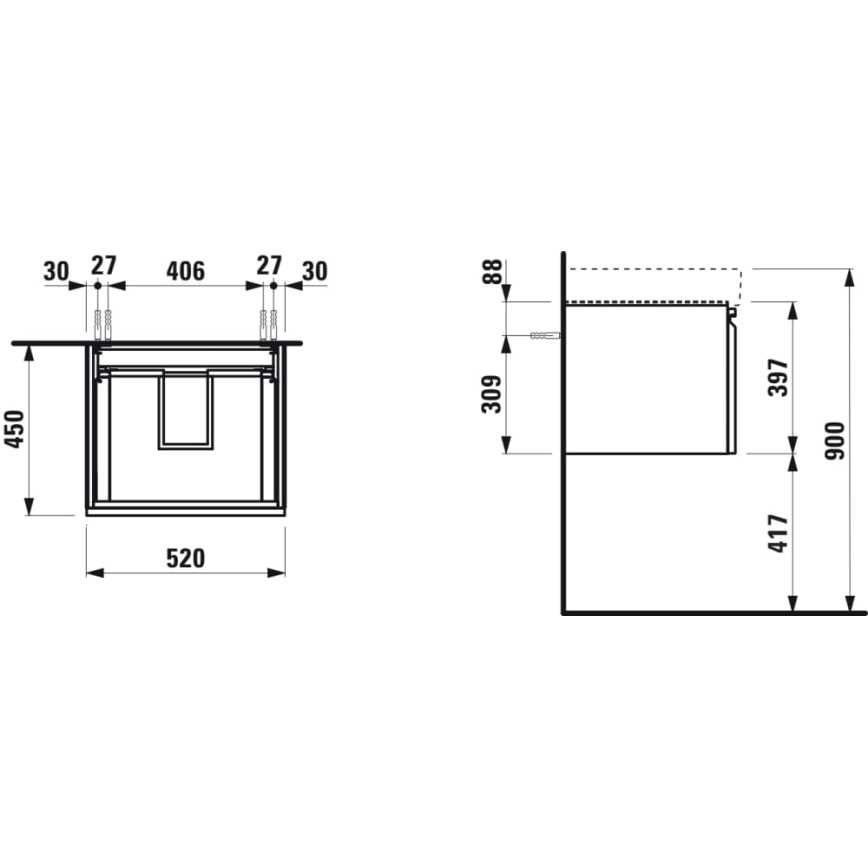 LAUFEN H4833510964751 - Mueble de baño para lavabo PRO 52 cm blanco