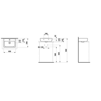 LAUFEN H8119520001041 - Lavabo sobre encimera PRO 45x34 cm cerámica/blanco