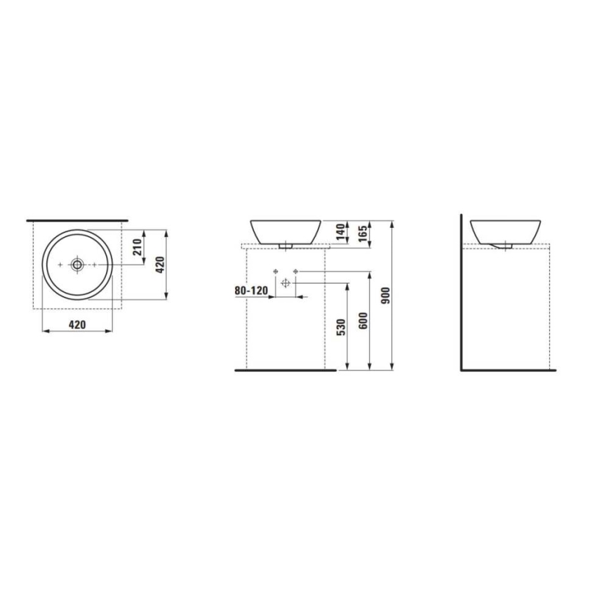 LAUFEN H8129620001091 - Lavabo sobre encimera PRO Ø 42 cm cerámica/blanco
