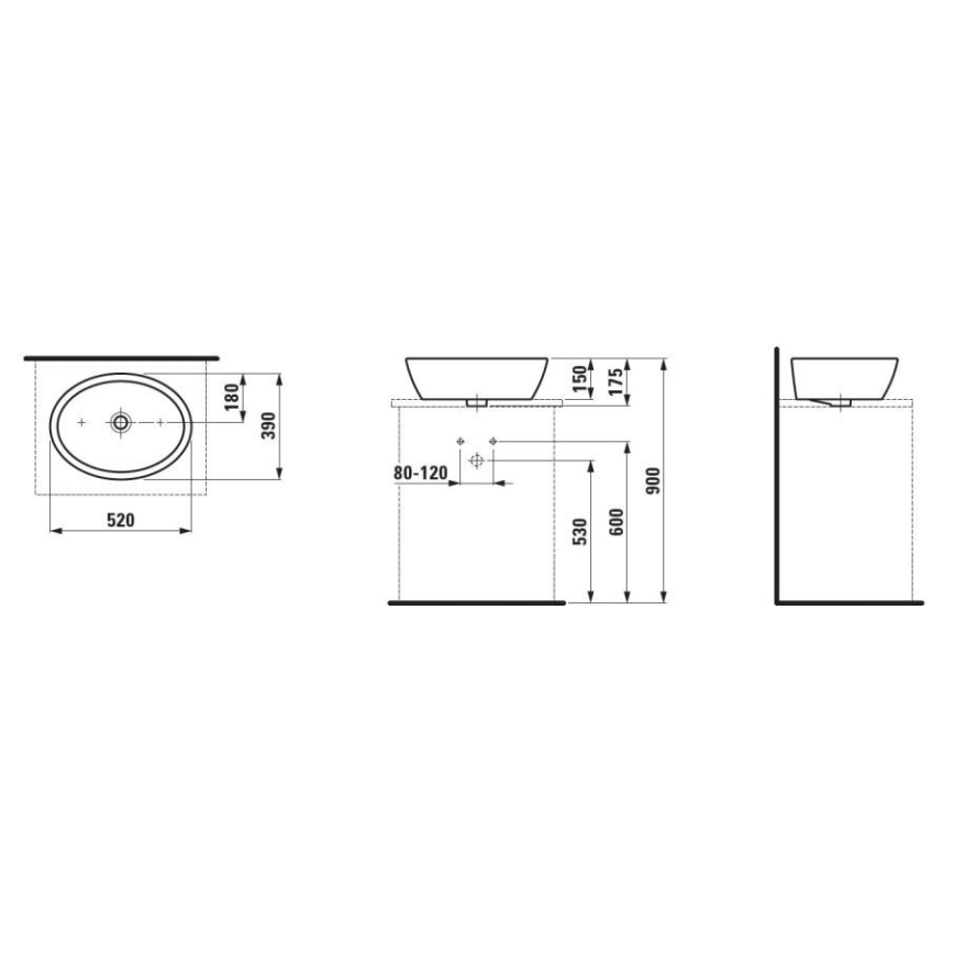 LAUFEN H8129640001121 - Lavabo sobre encimera PRO 52x39 cm cerámica/blanco